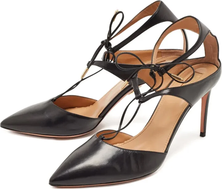 Pre-Owned Leather Lace-Up Pumps - Image 2