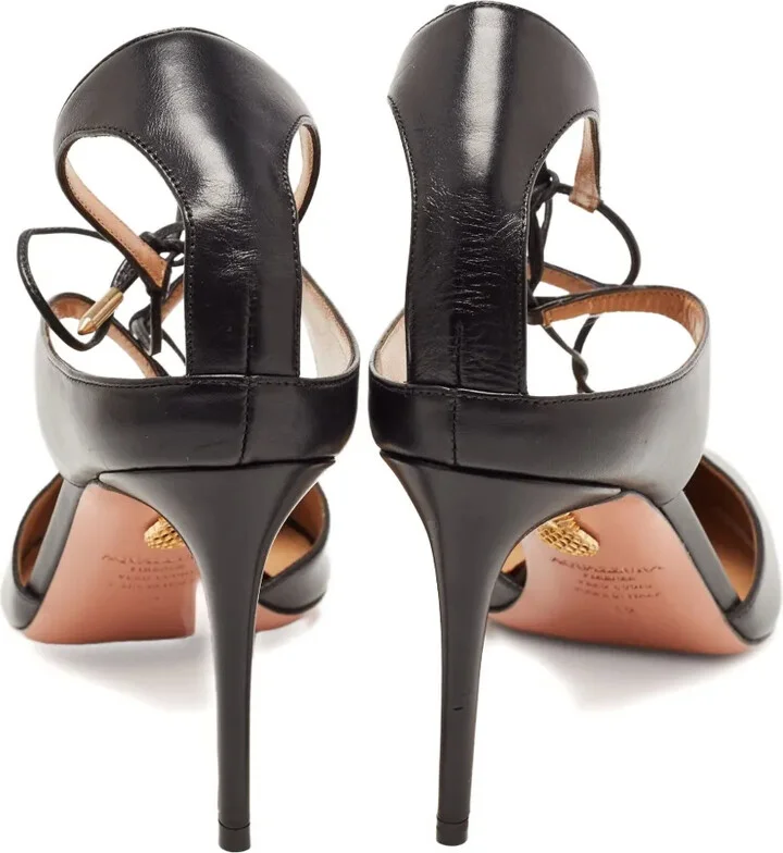 Pre-Owned Leather Lace-Up Pumps - Image 4