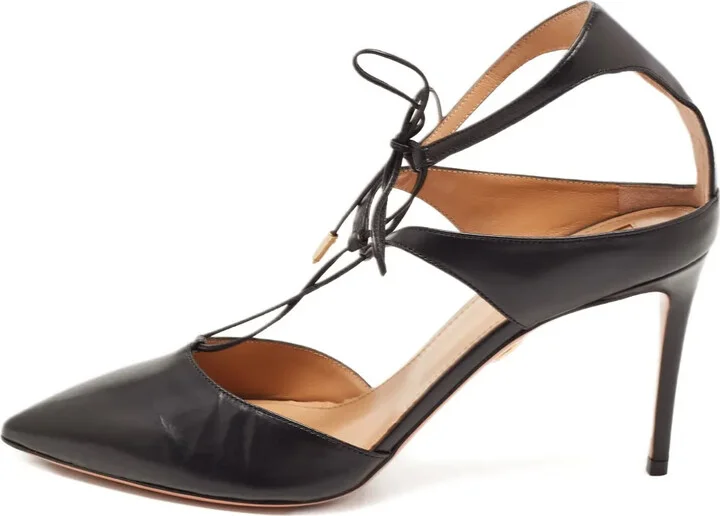 Pre-Owned Leather Lace-Up Pumps