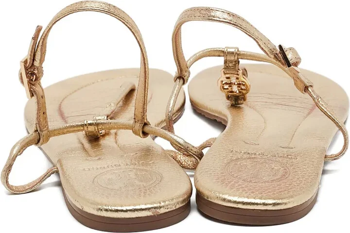 Pre-owned leather T-strap sandals - Image 4