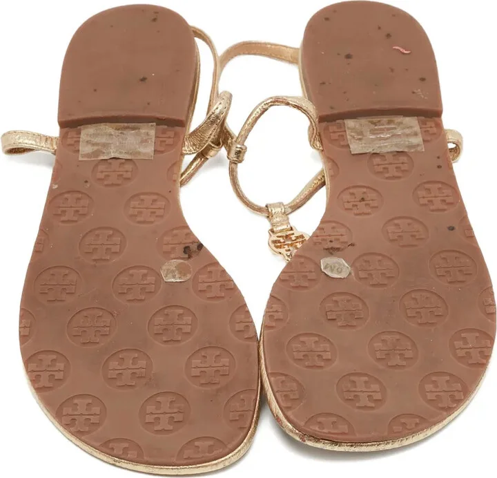 Pre-owned leather T-strap sandals - Image 5