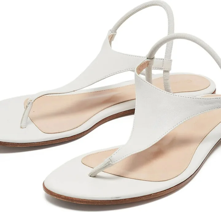 Pre-owned leather T-strap sandals - Image 2