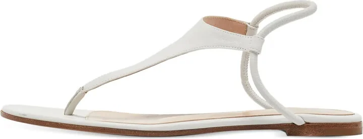Pre-owned leather T-strap sandals