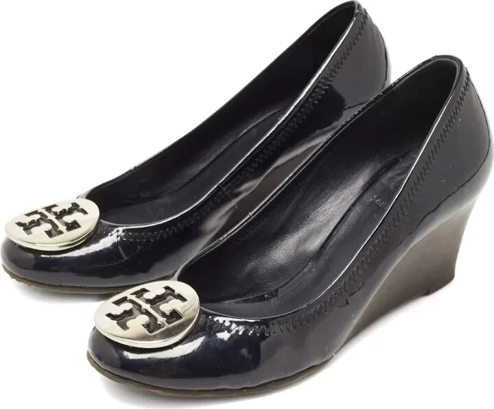 Pre-owned leather wedge pumps - Image 2