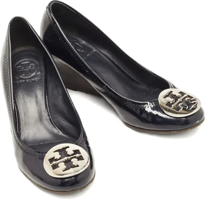 Pre-owned leather wedge pumps - Image 3