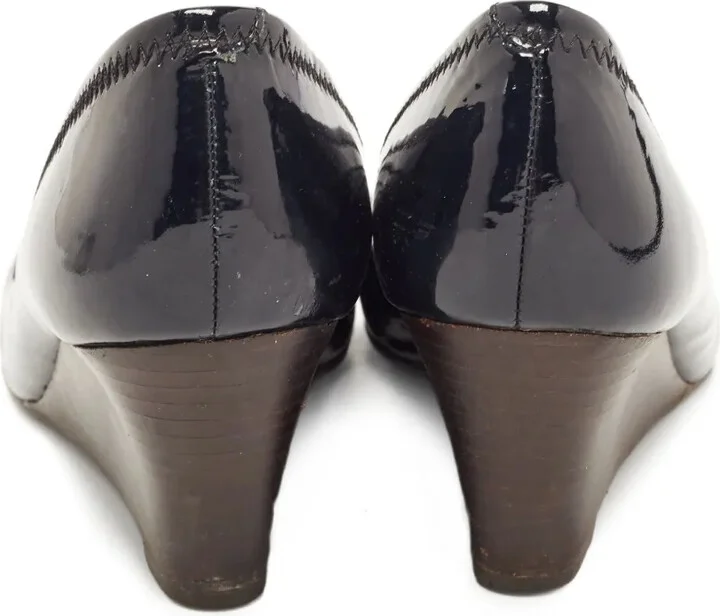 Pre-owned leather wedge pumps - Image 4