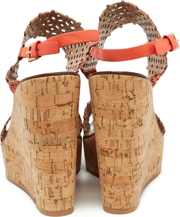Pre-Owned Leather Wedge Sandals - Image 3