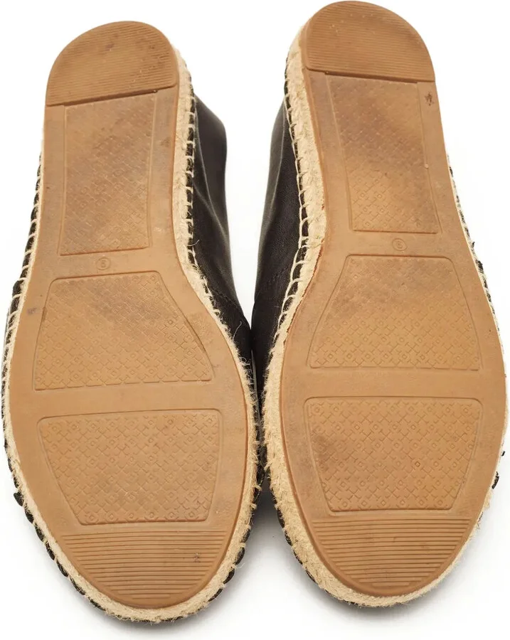 Pre-Owned Logo-Embroidered Leather Espadrilles - Image 4
