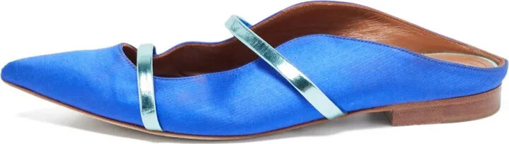 pre-owned Maureen satin flat mules