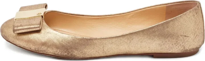 Pre-Owned Metallic-Finish Ballet Flats
