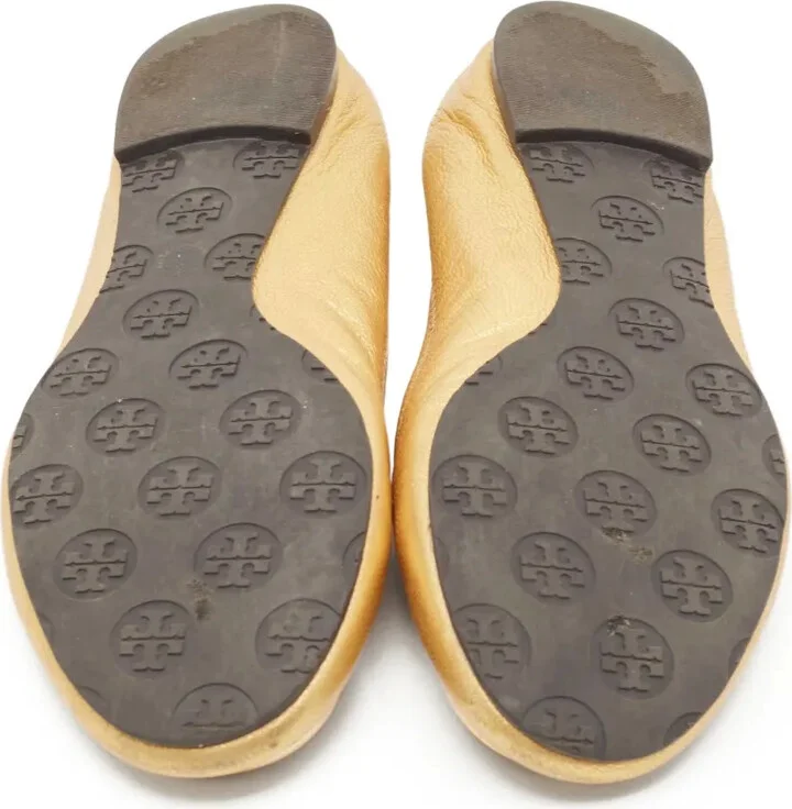 Pre-Owned Metallic Leather Ballet Flats - Image 4