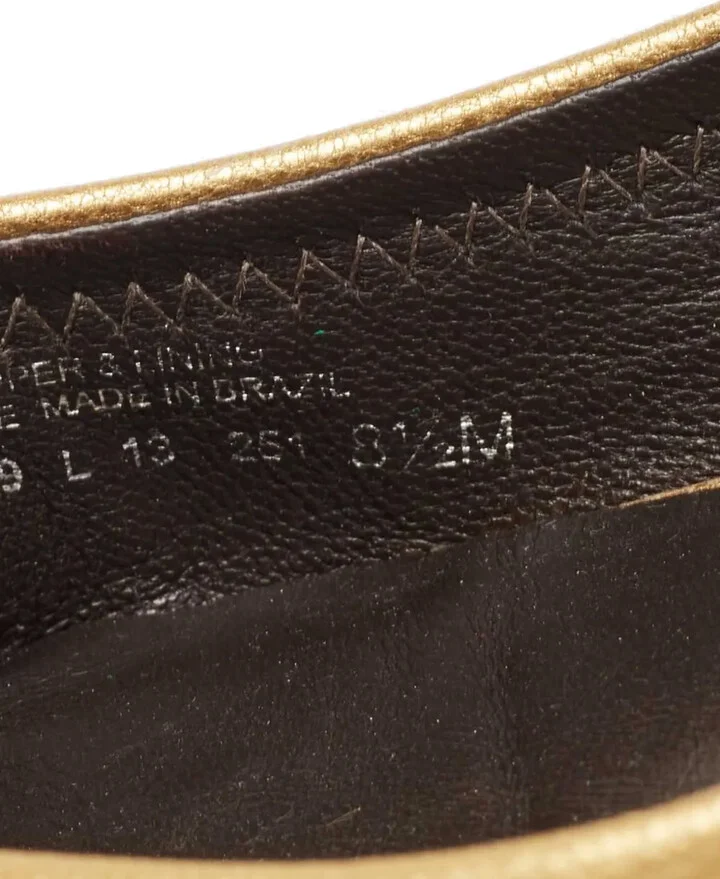 Pre-Owned Metallic Leather Ballet Flats - Image 5