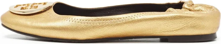 Pre-Owned Metallic Leather Ballet Flats