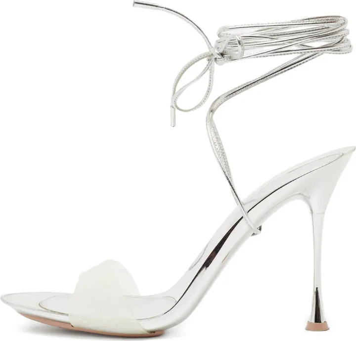 Pre-owned metallic-leather sandals