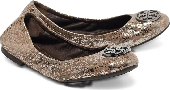 Pre-Owned Metallic Snake-Effect Ballet Flats - Image 2
