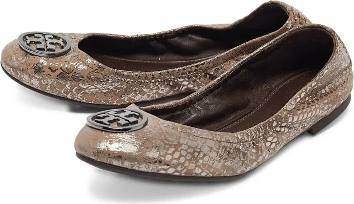 Pre-Owned Metallic Snake-Effect Ballet Flats - Image 3