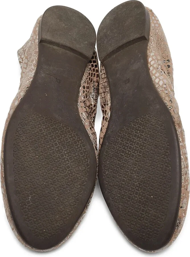 Pre-Owned Metallic Snake-Effect Ballet Flats - Image 4