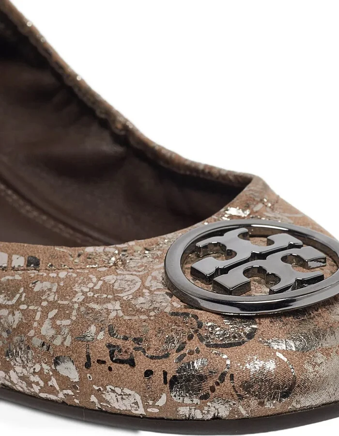 Pre-Owned Metallic Snake-Effect Ballet Flats - Image 5