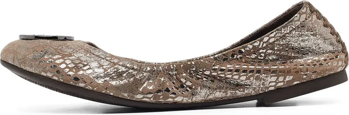 Pre-Owned Metallic Snake-Effect Ballet Flats