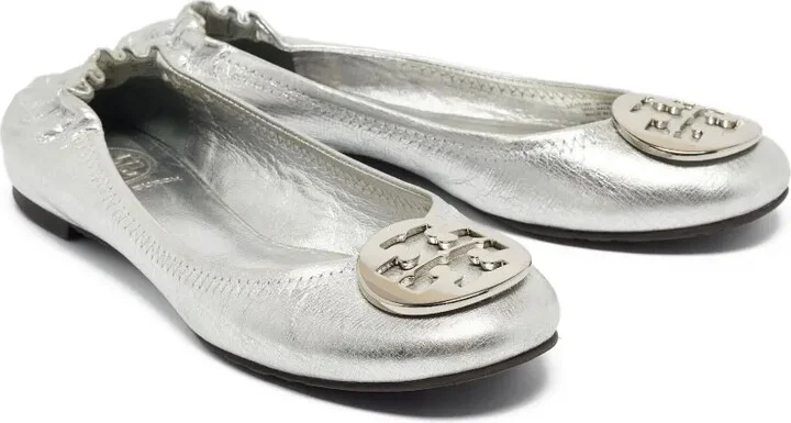 pre-owned Minnie metallic-effect leather ballet flats - Image 3