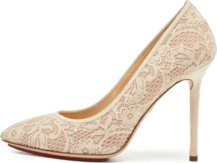 pre-owned Monroe lace-detailed stiletto pumps