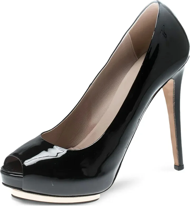 Pre-Owned Patent Leather Peep Toe Pumps - Image 2