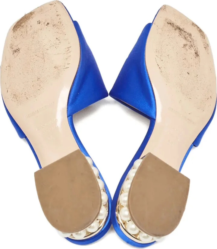 Pre-owned pearl satin sandals - Image 4