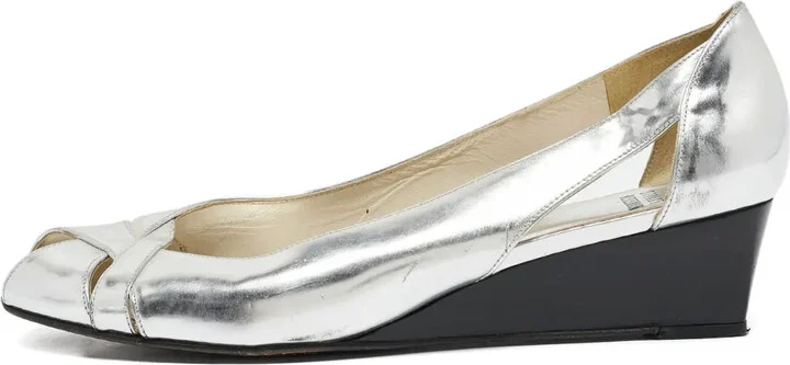 Pre-Owned Peep-Toe Wedge Pumps