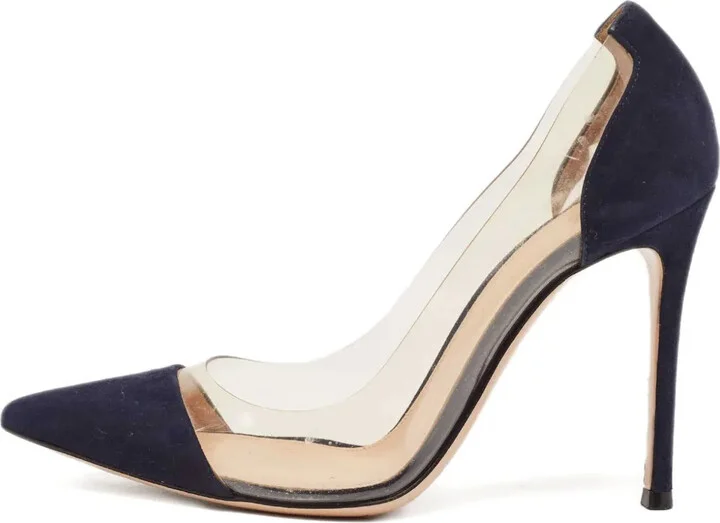 pre-owned Plexi suede-panels pumps