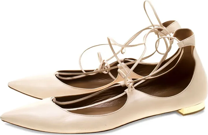 Pre-Owned Pointed-Toe Lace-Up Flats - Image 2