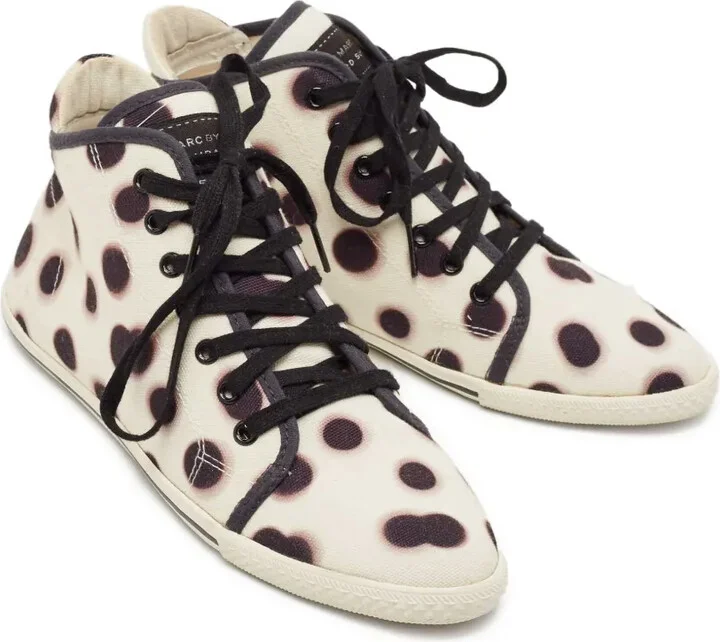 Pre-owned polka-dot high-top sneakers - Image 2