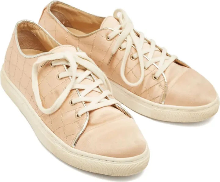 Pre-Owned Quilted Satin Sneakers - Image 3