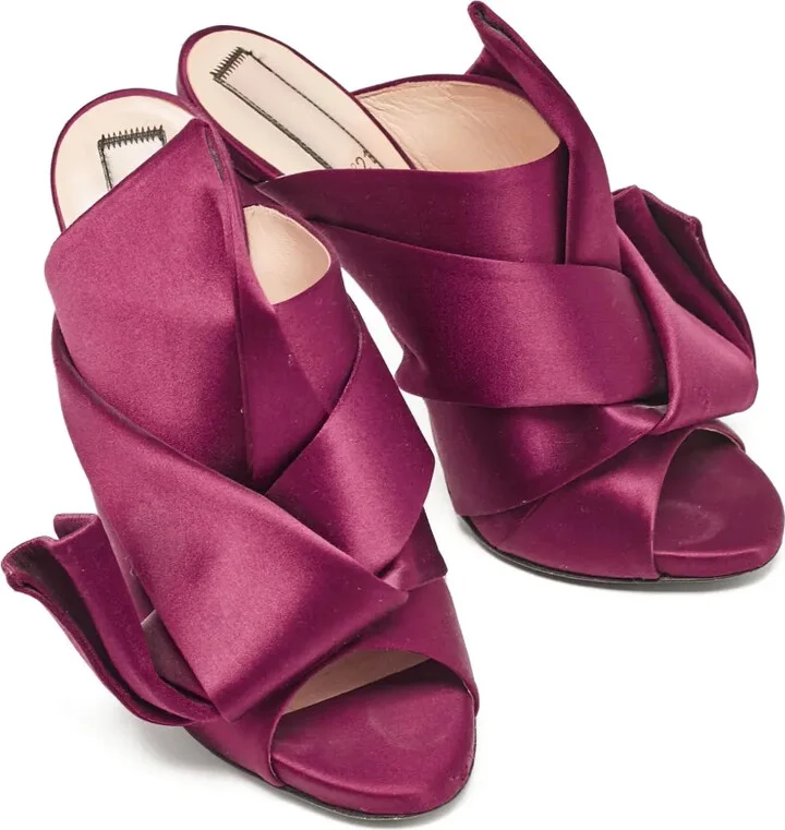 pre-owned Raso Knot satin bow-detail mules - Image 2