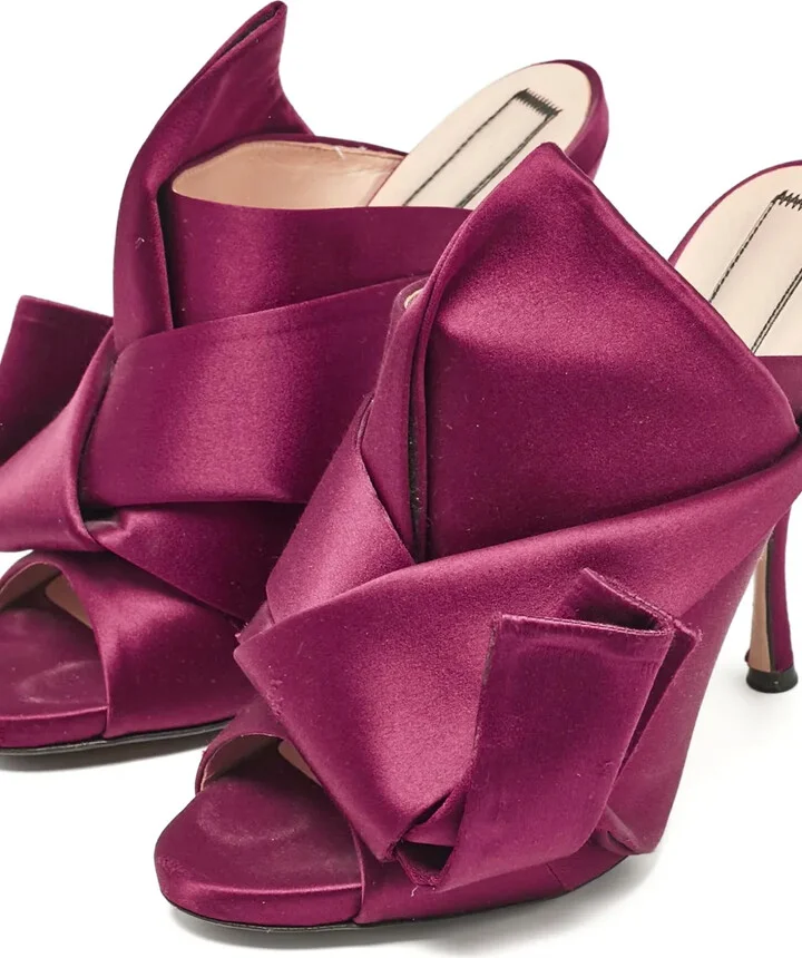 pre-owned Raso Knot satin bow-detail mules - Image 3