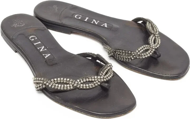 Pre-Owned Rhinestone-Embellished Flat Sandals - Image 2