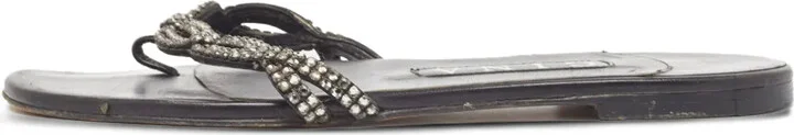 Pre-Owned Rhinestone-Embellished Flat Sandals