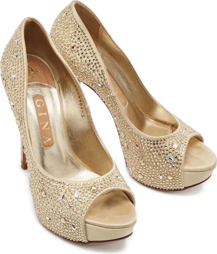 Pre-owned rhinestone-embellished peep-toe pumps - Image 2