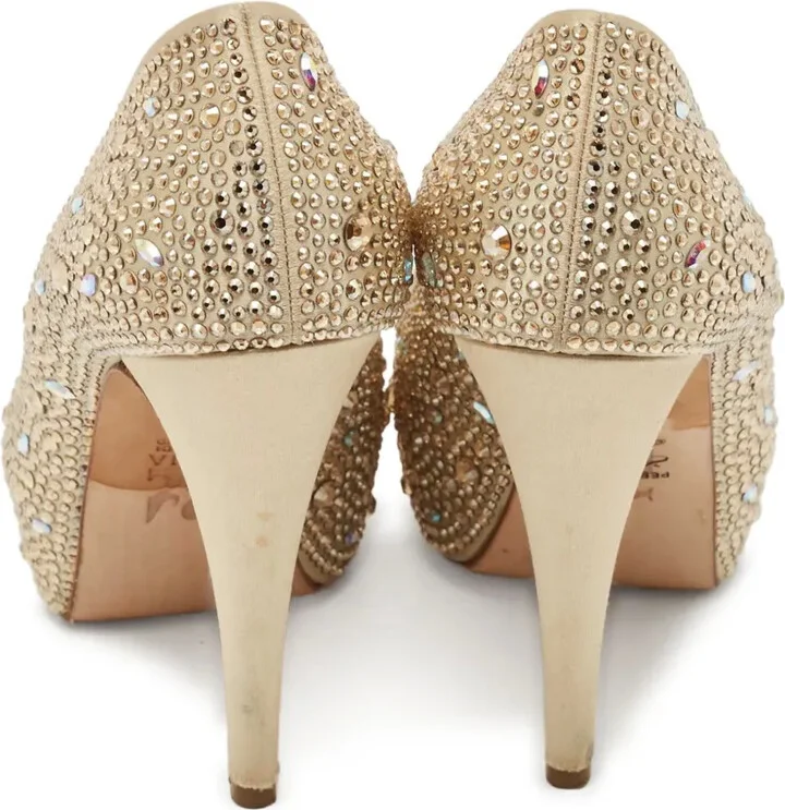 Pre-owned rhinestone-embellished peep-toe pumps - Image 4