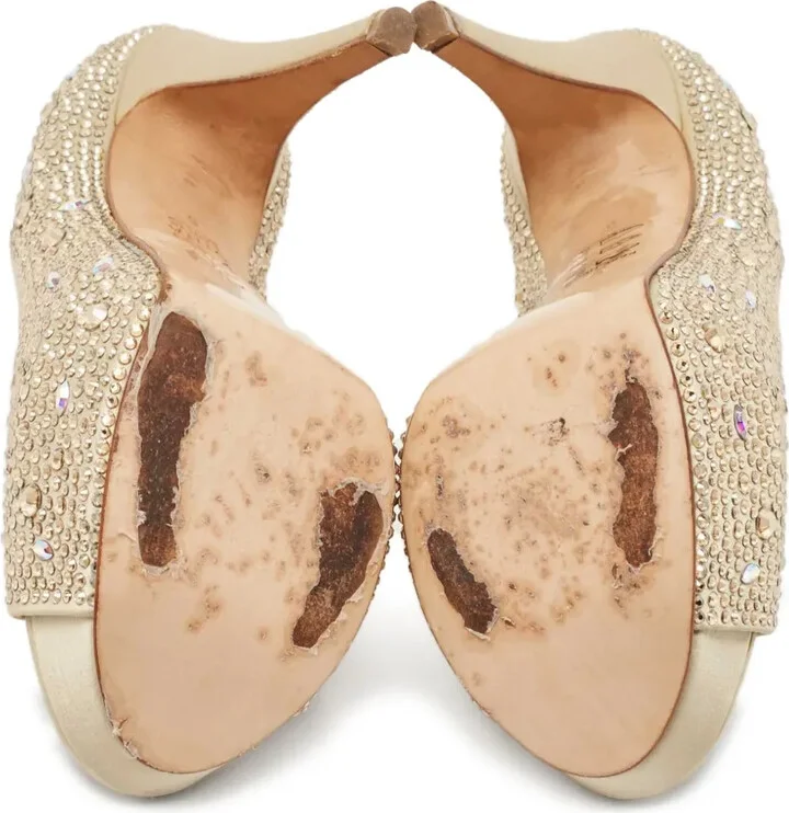 Pre-owned rhinestone-embellished peep-toe pumps - Image 5