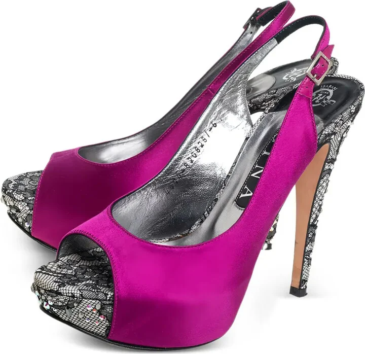 Pre-Owned Satin Slingback Sandals - Image 3