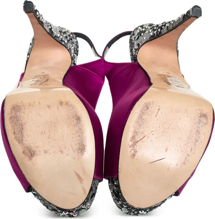 Pre-Owned Satin Slingback Sandals - Image 5