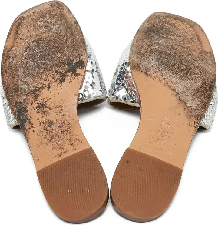 Pre-Owned Sequin-Embellished Flat Sandals - Image 4