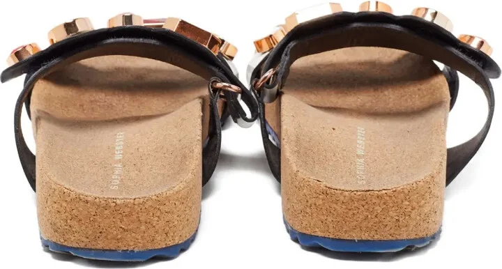 Pre-Owned Striped Gem-Embellished Sandals - Image 2