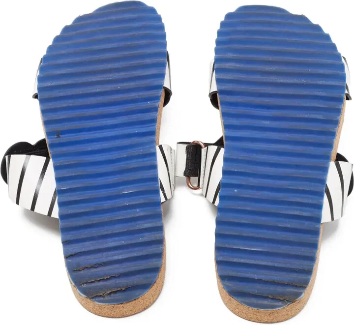 Pre-Owned Striped Gem-Embellished Sandals - Image 3
