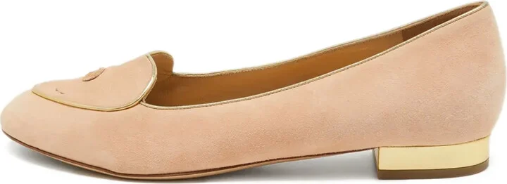 Pre-Owned Suede Flat Pumps