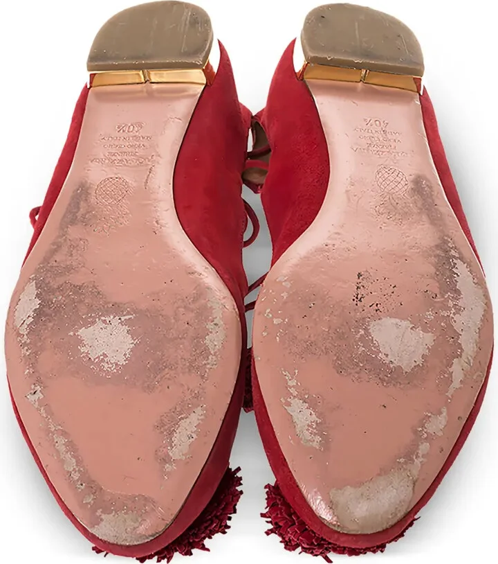 pre-owned Sunshine pompom ankle-tie ballet flats - Image 5