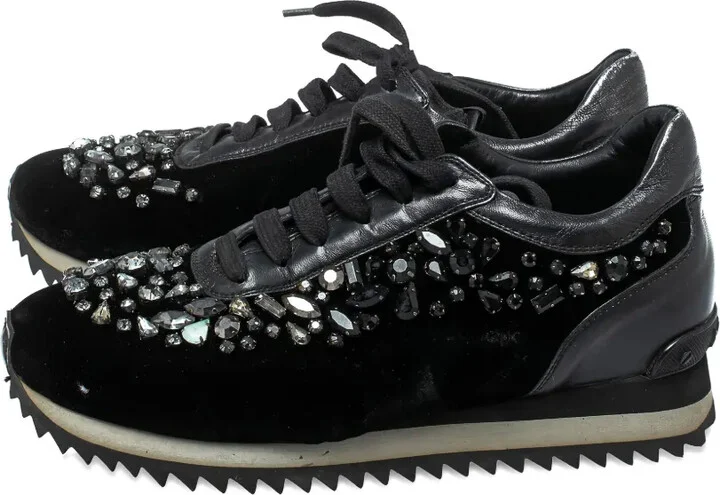Pre-Owned Velvet Crystal Sneakers - Image 2