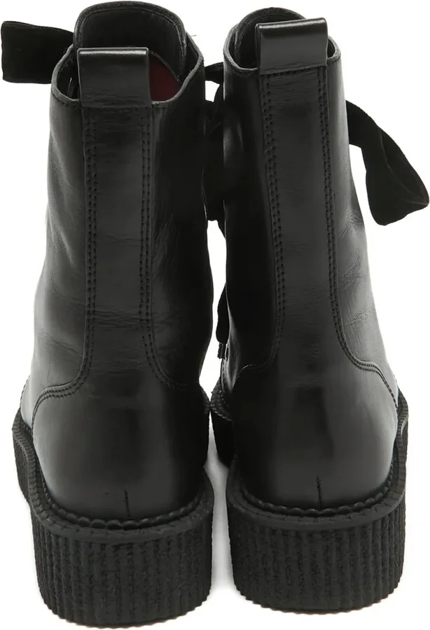 Pre-Owned Velvet-Lace Combat Boots - Image 4