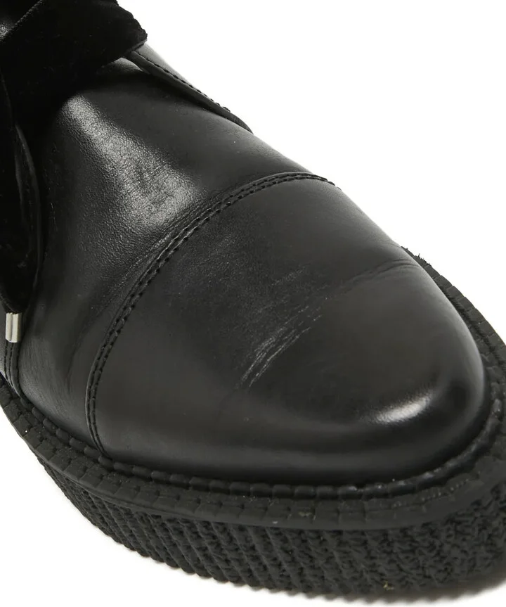 Pre-Owned Velvet-Lace Combat Boots - Image 5