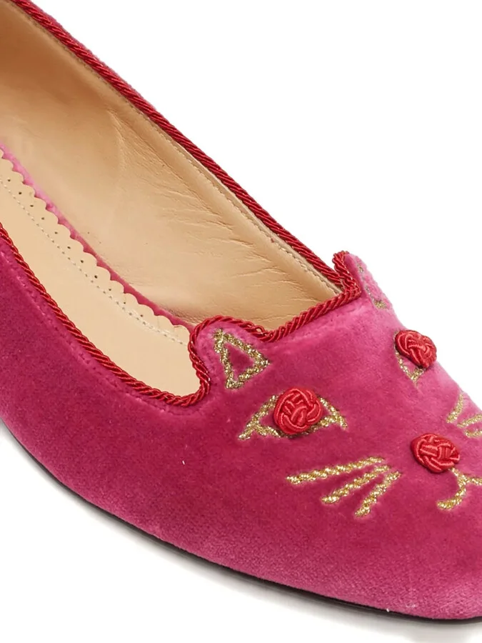 Pre-owned velvet loafers - Image 5